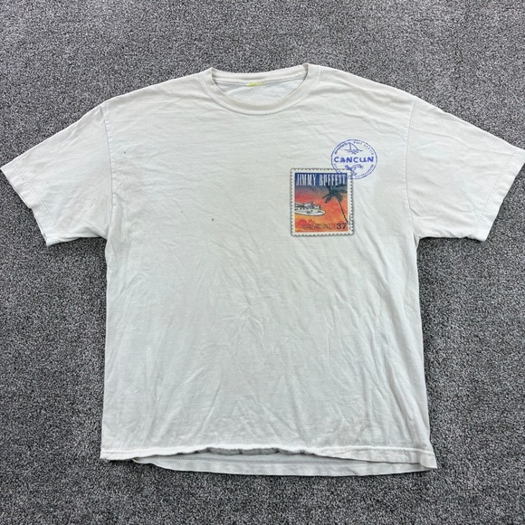 Vintage Jimmy Buffett Margaritaville Shirt Mens XL White Cancun Mexico Weather - Picture 1 of 5